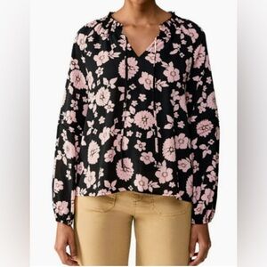 Social Standard by Sanctuary Tallie dark floral Smocked Peasant top NWT SZ Small